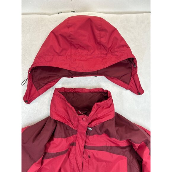 Columbia Coat Mens Large Red Waterproof Detachable Hood Zip Snap Pockets - Picture 9 of 16